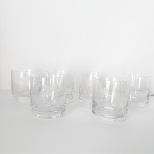 Set of six etched Schott Zwiesel old fashioned cocktail glasses